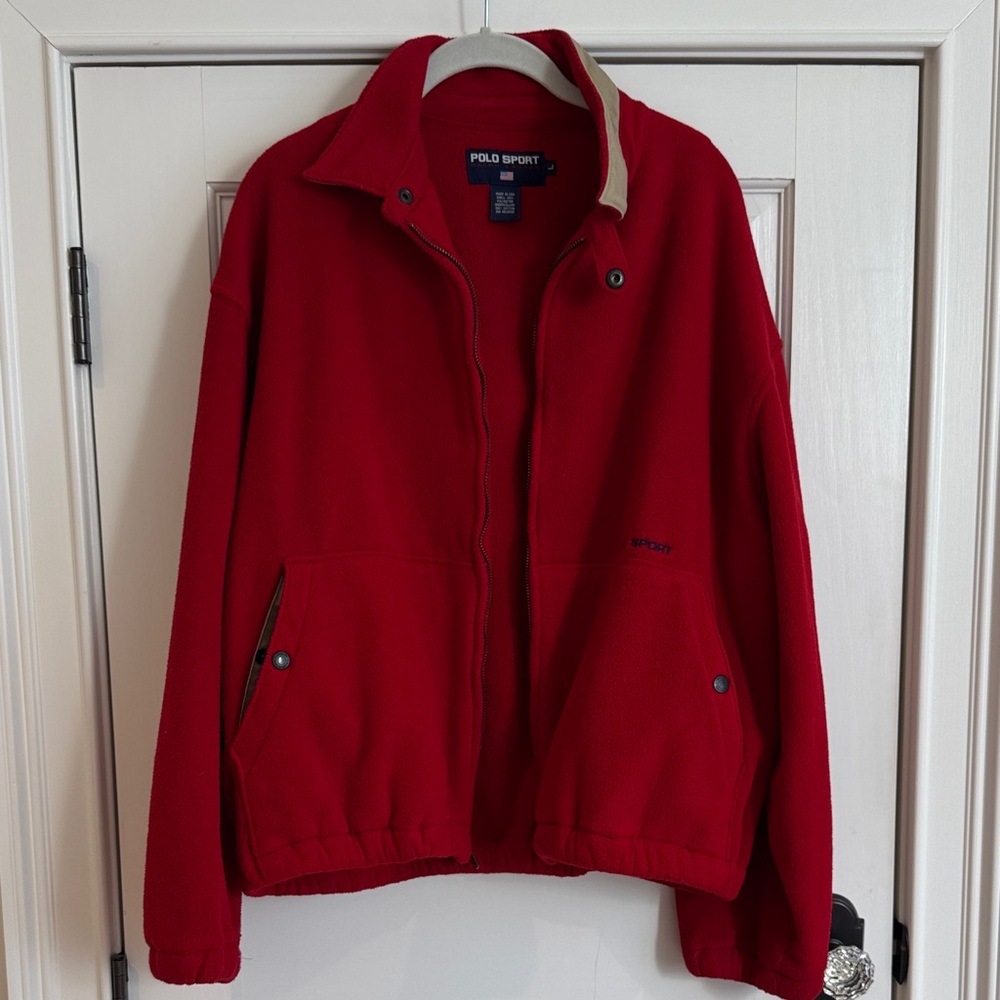 Polo Sport Ralph Lauren | Men’s Vintage Fleece Jacket Full Zip Red | L - Picture 3 of 9